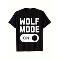 Wolf Print Men's Cotton T-shirt, Casual Short Sleeve Crew Neck T-shirt, Men's Tee For Outdoor Made in USA Hoodie, Sweatshirt