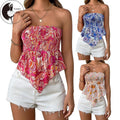 Women Tube Top, Strapless Backless Printed Vest Pleated Irregular Summer Ladies Clubwear T-Shirts, Hoodie, Sweatshirt