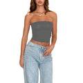 Women Tube Top, Strapless Backless Solid Slim Fit Summer Ladies Vest for Club Party Sleeveless Womenswear plain casual...
