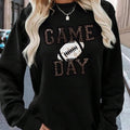 Women's American Football & Letter Print Crew Neck Sweatshirt, Casual Drop Shoulder Long Sleeve Pullover, Women's Fall &...