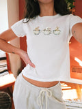 Women's Animal Print Round Neck Tee, Casual Short Sleeve Crew Neck T-shirt for Spring & Fall, Fashion Women's Top for...