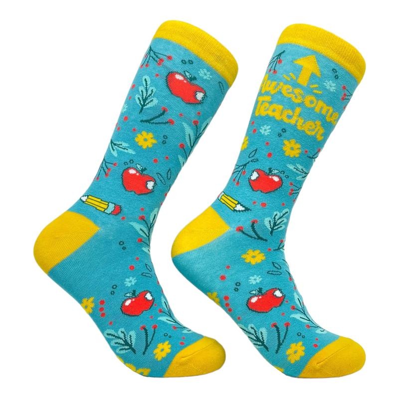 Women's Awesome Teacher Socks Funny School Teacher Instructor Apprecation Graphic Footwear Funny Graphic Socks...