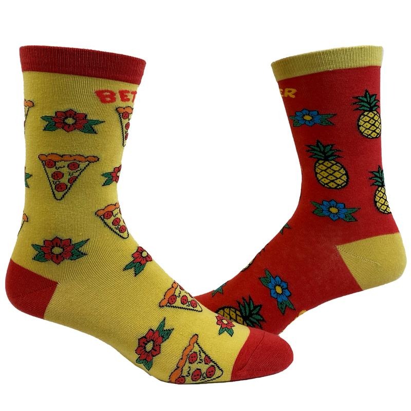 Women's Better Together Hawaiian Pizza Socks Funny Pineapple And Pizza Graphic Novelty Footwear Funny Graphic Socks...