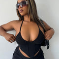 Women's Black Tie Up Halter Top in Black T-Shirts, Hoodie, Sweatshirt | GrindPrints.com