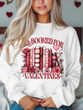 Women's Book & Letter Print Crew Neck Sweatshirt, Casual Long Sleeve Pullover for Spring & Fall, Women's Clothes for...