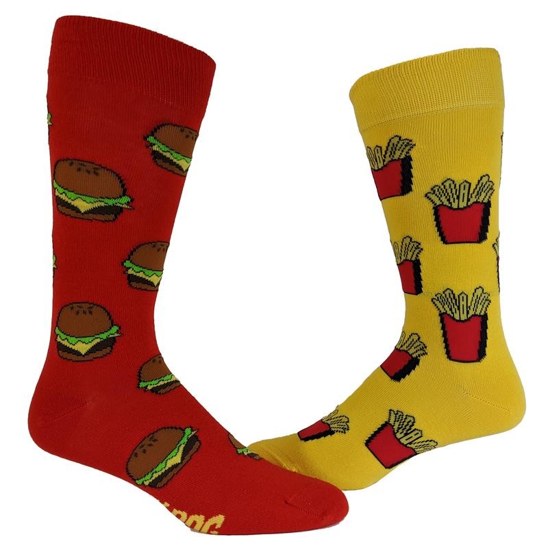 Women's Burger and Fries Socks Funny Junk Food Backyard Cookout Vintage Novelty Footwear Funny Graphic Socks Comfortable...