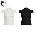 Women's Button Down Shirts Cap Sleeve Lapel Collar Tie BackFit Tops Summer Shirts Hoodie, Sweatshirt | GrindPrints.com