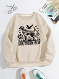 Women's Camo & Dog Print Drop Shoulder Pullover, Fashion Casual Crew Neck Sweatshirt for Daily Holiday Outdoor Wear,...