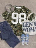 Women's Camo Print Round Neck Tee, Fashion Casual Crew Neck Short Sleeve T-shirt for Daily Holiday Vacation Outdoor Wear,...