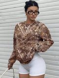 Women's Camo Trees Print Pullover Sweatshirt, Casual Long Sleeve Sweatshirt for Daily Wear, Ladies Clothes for All...