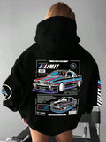 Women's Car & Letter Print Drop Shoulder Hoodie, Fashion Casual Drawstring Pocket Hooded Sweatshirt for Daily Holiday...