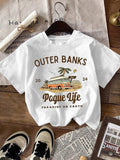 Women's Car & Letter Print Round Neck Graphic Tee, Vintage Trendy Casual Short Sleeve T-shirt for Daily Wear, Ladies All...