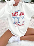 Women's Cartoon & Letter Print Drop Shoulder Thermal Lined Sweatshirt, Casual Long Sleeve Round Neck Pullover for Daily...