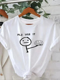 Women's Cartoon & Letter Print Round Neck Graphic Tee, Vintage Trendy Casual Short Sleeve T-shirt For Daily Wear, Ladies...