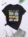 Women's Cartoon & Letter Print Round Neck Tee, Fashion Casual Crew Neck Short Sleeve T-Shirt for Daily Holiday Vacation...