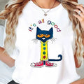 Cartoon Cat & Letter Print Round Neck Casual Crew Neck Daily Vacation Outdoor Clothes All Seasons T-Shirts, Hoodie, Sweatshirt