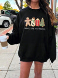 Women's Cartoon Christmas Print Crew Neck Sweatshirt, Casual Drop Shoulder Long Sleeve Pullover, Women's Fall & Winter...
