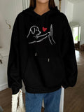 Women's Cartoon Dog & Heart Print Hoodie, Fashion Casual Hooded Sweatshirt for Daily Holiday Outdoor Wear, Women Clothing...