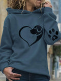 Women's Cartoon Dog Print Drop Shoulder Hoodie, Casual Long Sleeve Hooded Sweatshirt for Fall & Winter, Fashion Ladies'...