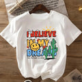 Women's Cartoon Face & Letter Print Round Neck Tee, Fashion Casual Crew Neck Short Sleeve T-Shirt for Daily Outdoor Wear,...