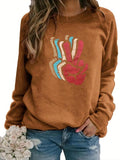 Women's Cartoon Gesture Print Raglan Sleeve Sweatshirt, Fall Outfits, Fallfreshness Casual Long Sleeve Round Neck...