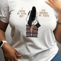 Women's Cartoon Girl & Letter Print Round Neck Tee, Fashion Casual Crew Neck T-Shirt for Daily Holiday Vacation Outdoor...