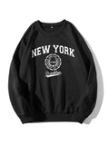 Women's Cartoon Graphic Print Round Neck Sweatshirt, Casual Drop Shoulder Long Sleeve Pullover, Ladies Fall & Winter...