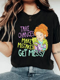 Women's Cartoon Graphic Print Round Neck Tee, Fashion Casual Short Sleeve T-shirt, Women's Top for Daily Wear Hoodie,...