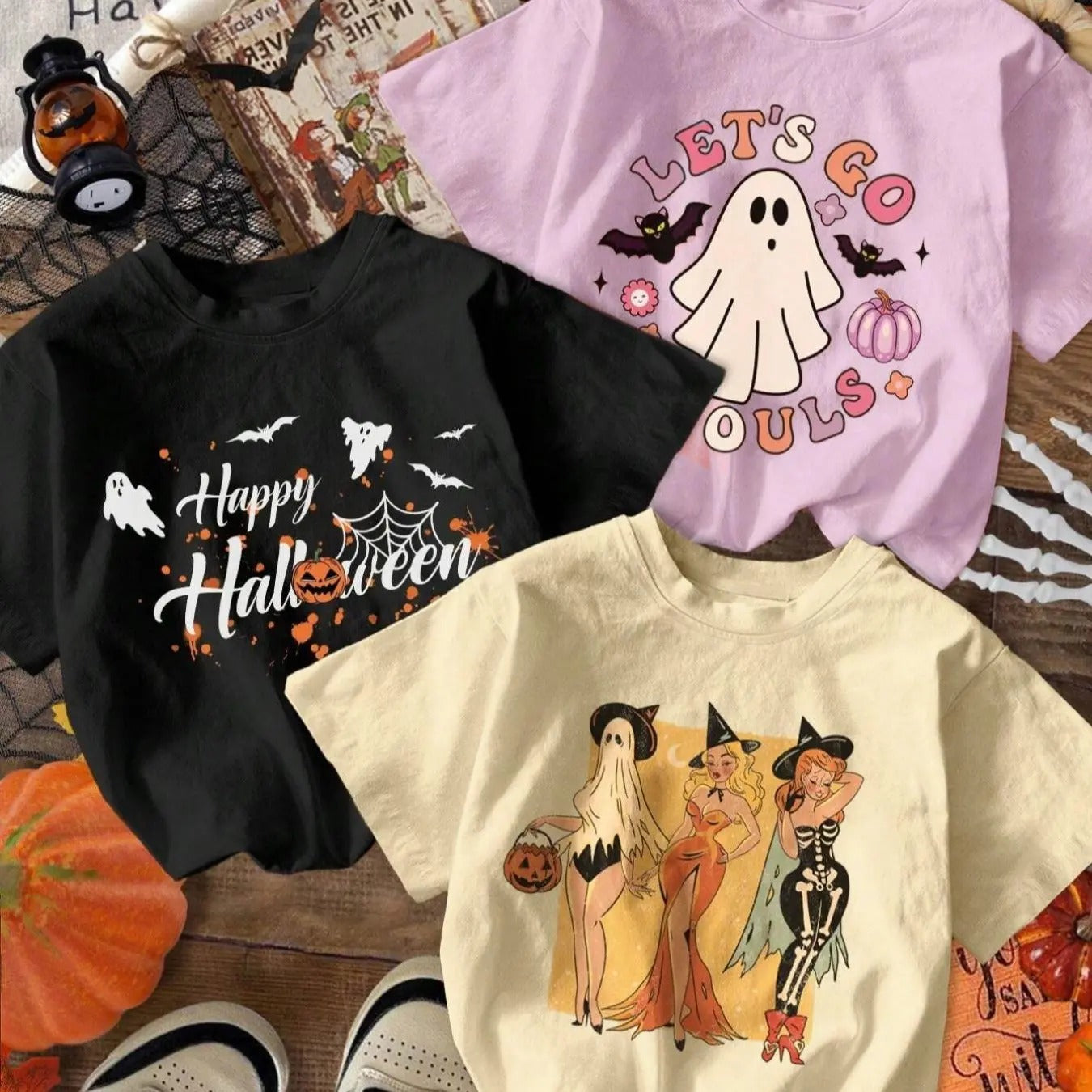 Cartoon Print Round Neck Halloween Casual Short Sleeve Summer Clothes Daily T-Shirts, Hoodie, Sweatshirt