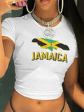 Women's Cartoon Jamaica Flag Print Round Neck Tee, Fashion Casual Crew Neck T-shirt for Daily Holiday Vacation Outdoor...
