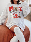 Women's Cartoon Merry Christmas Print Round Neck Sweatshirt, Casual Long Sleeve Pullover, Ladies Fall & Winter Clothes...