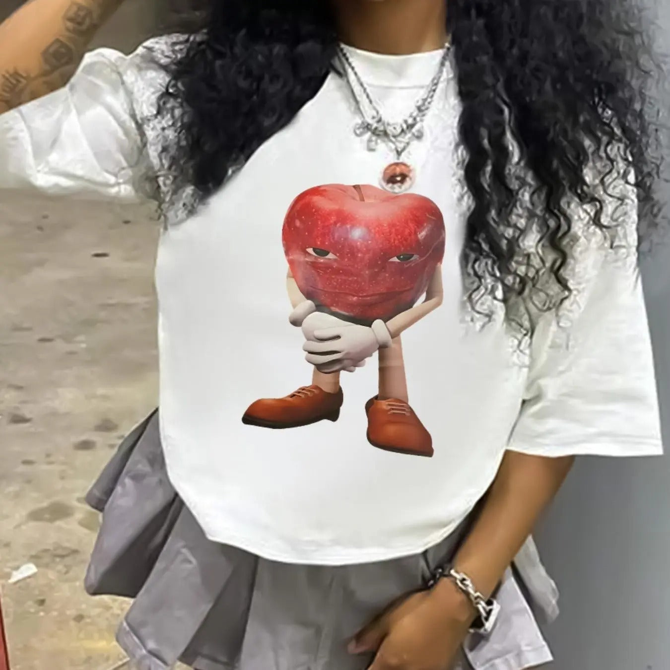 Women's Cartoon Print Round Neck Tee, Fashion Casual Crew Neck Half Sleeve T-shirt for Daily Holiday Vacation Outdoor...