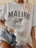 Women's Cartoon Turtle Graphic Print Round Neck Tee, Fashion Casual Drop Shoulder Short Sleeve T-shirt, Ladies Summer...