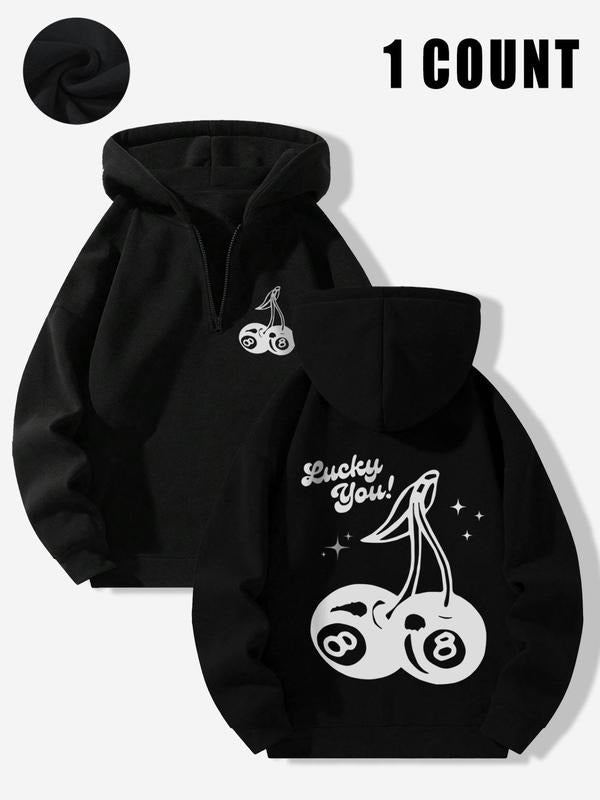 Cherry Print Casual Hooded Daily Outdoor Clothes Spring & Fall T-Shirts, Hoodie, Sweatshirt