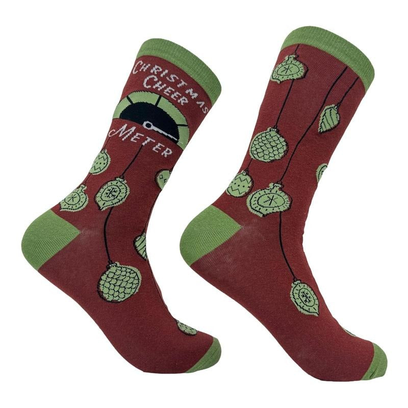 Women's Christmas Cheer Meter Socks Funny Cute Xmas Holiday Season Lovers Footwear Funny Graphic Socks Comfortable Fitted...