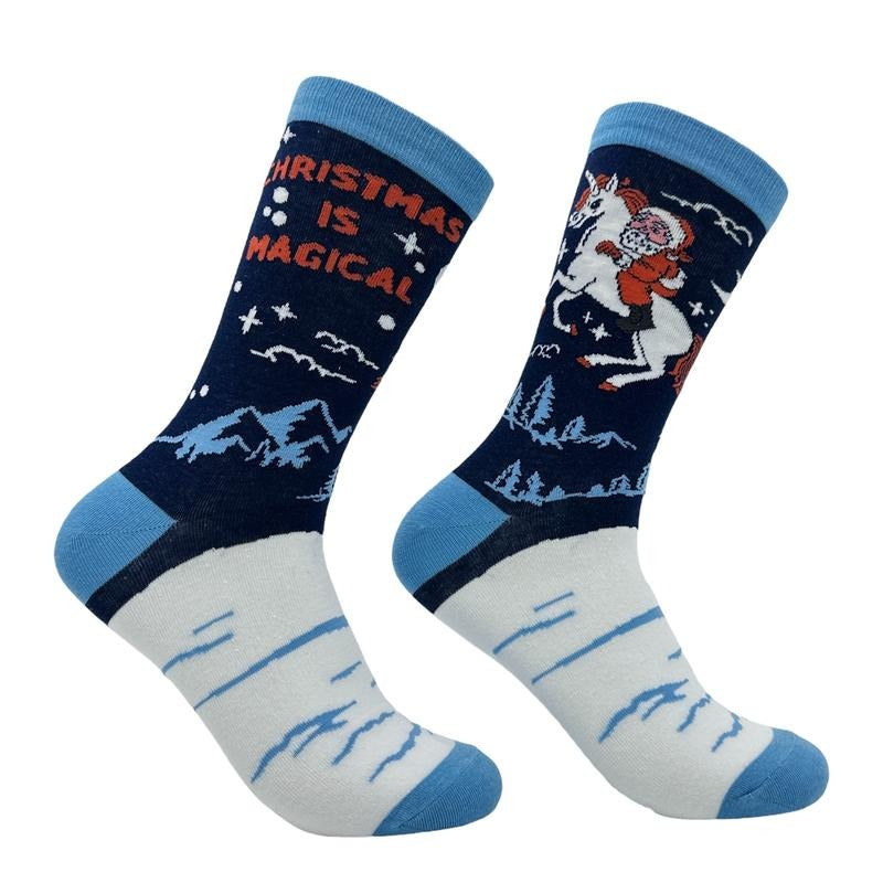 Women's Christmas Is Magical Socks Funny Sarcastic Christmas Graphic Footwear Funny Graphic Socks Comfortable Fitted...