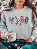 Women's Christmas Letter Print Drop Shoulder Sweatshirt, Casual Long Sleeve Round Neck Pullover for Daily Wear, Ladies...
