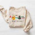 Women's Christmas Themed Cat & Letter Print Drop Shoulder Sweatshirt, Casual Long Sleeve Round Neck Pullover for Fall &...