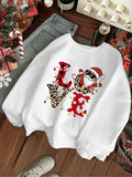 Women's Christmas Themed Letter Print Crew Neck Sweatshirt, Casual Long Sleeve Pullover for Daily Wear, Ladies Clothes...