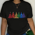 Women's Christmas Tree Print Round Neck Tee, Fashion Casual Short Sleeve T-shirt, Ladies Summer Clothes for Daily Wear...