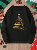 Women's Christmas Tree Print Thermal Lined Sweatshirt, Casual Long Sleeve Round Neck Pullover for Daily Wear, Ladies...