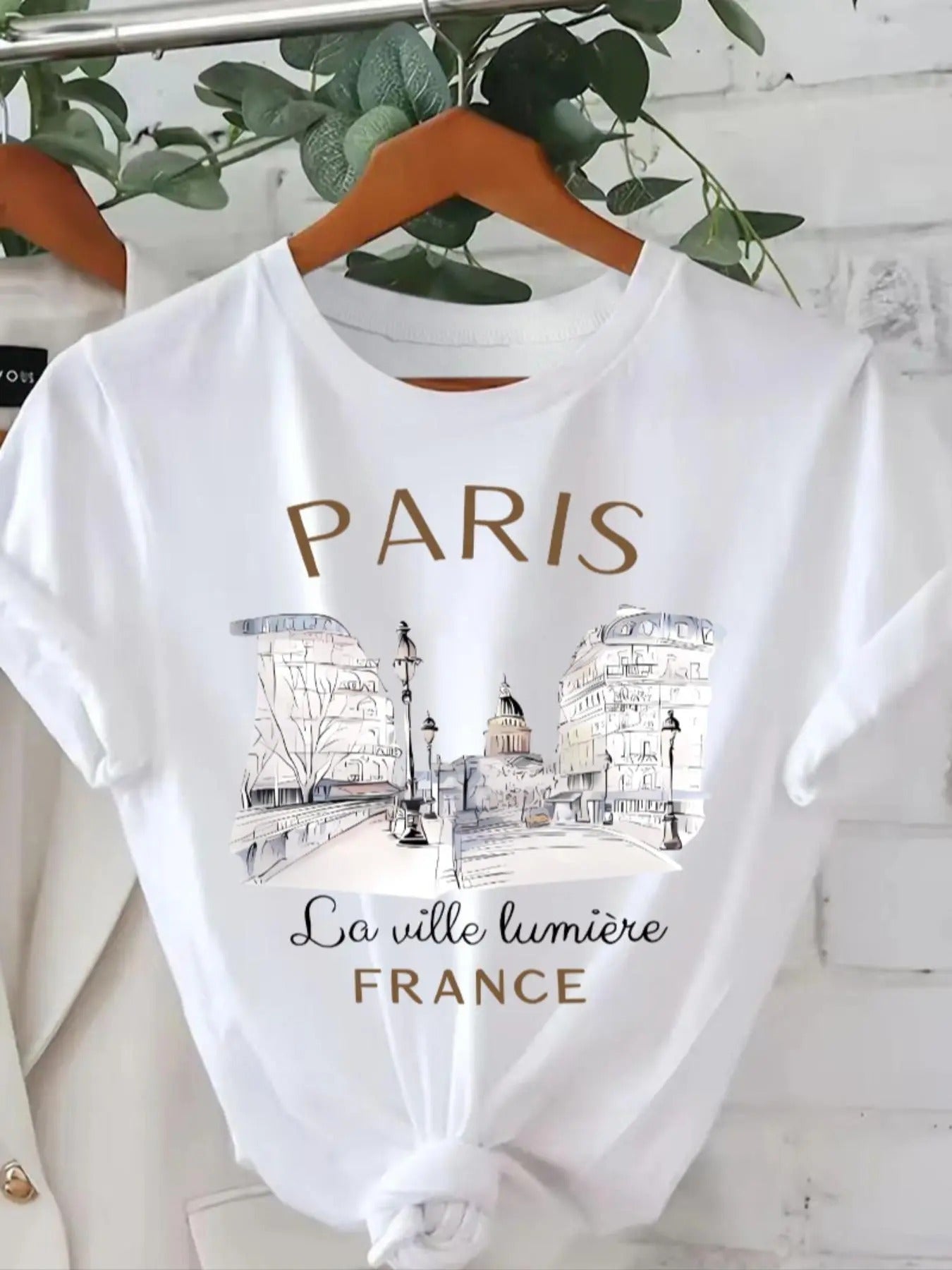 Women's City & Letter Print Round Neck Tee, Casual Short Sleeve Crew Neck T-Shirt for Summer, Fashion Women's Top for...