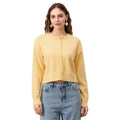 Women's Crop Knit Cardigan Solid Color Crew Neck Button Down Long Sleeve Tops for Fall Winter Cotton Knitwear T-Shirts,...