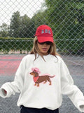 Women's Dog Print Crew Neck Sweatshirt, Casual Long Sleeve Pullover for Daily Wear, Ladies Clothes for All Seasons...