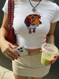 Women's Dog Print Round Neck Crop Tee, Fashion Casual Crew Neck T-shirt for Daily Holiday Vacation Outdoor Wear, Ladies...