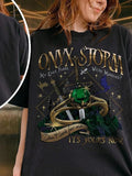 Women's Dragon & Letter Print Round Neck Graphic Tee, Vintage Trendy Casual Short Sleeve T-shirt for Daily Wear, Ladies...