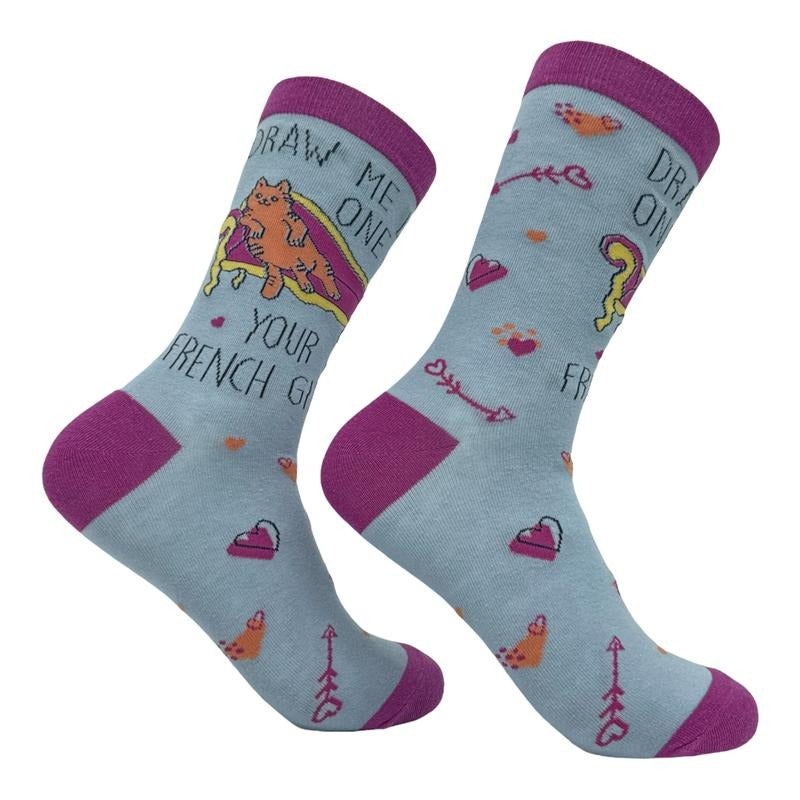 Draw Me Like One Your French Socks Funny Lounging Cat Funny Socks Comfortable Fitted Spandex Cotton T-Shirts, Hoodie, Sweatshirt