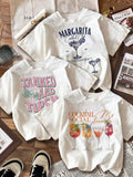 Women's Drink Print Round Neck Tee, Casual Short Sleeve Crew Neck T-shirt for Summer, Fashion Women's Top for Daily...