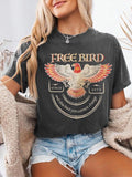 Women's Eagle Print Round Neck Tee, Vintage Trendy Casual Short Sleeve T-shirt for Daily Wear, Ladies Summer Outfit, Top...