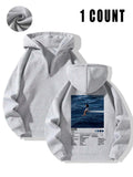 Women's Figure & Letter Print Zip Up Hoodie, Casual Long Sleeve Hooded Sweatshirt for Fall & Winter, Women's Clothes for...